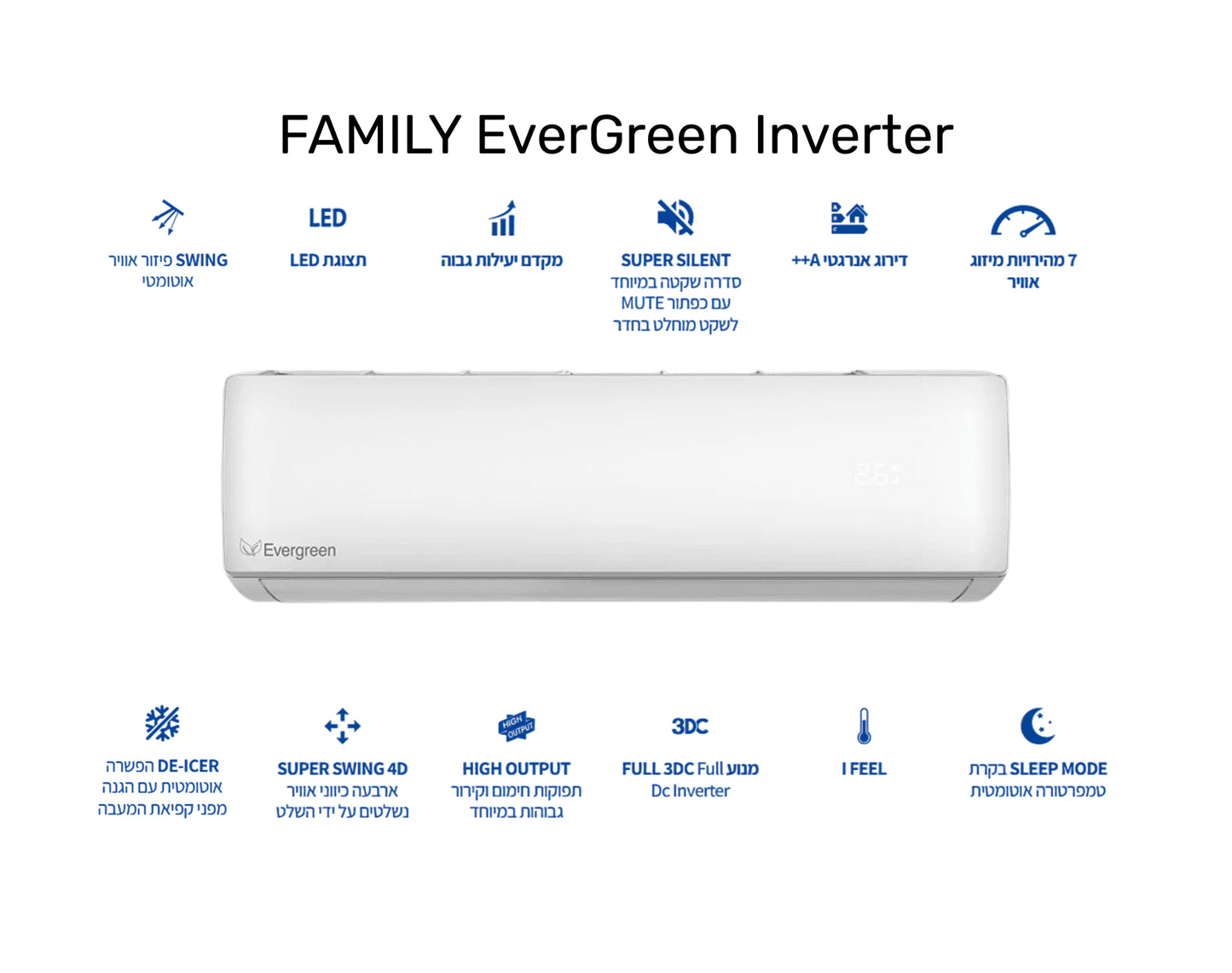 מזגן עילי פמילי Family Evergreen Inverter 40