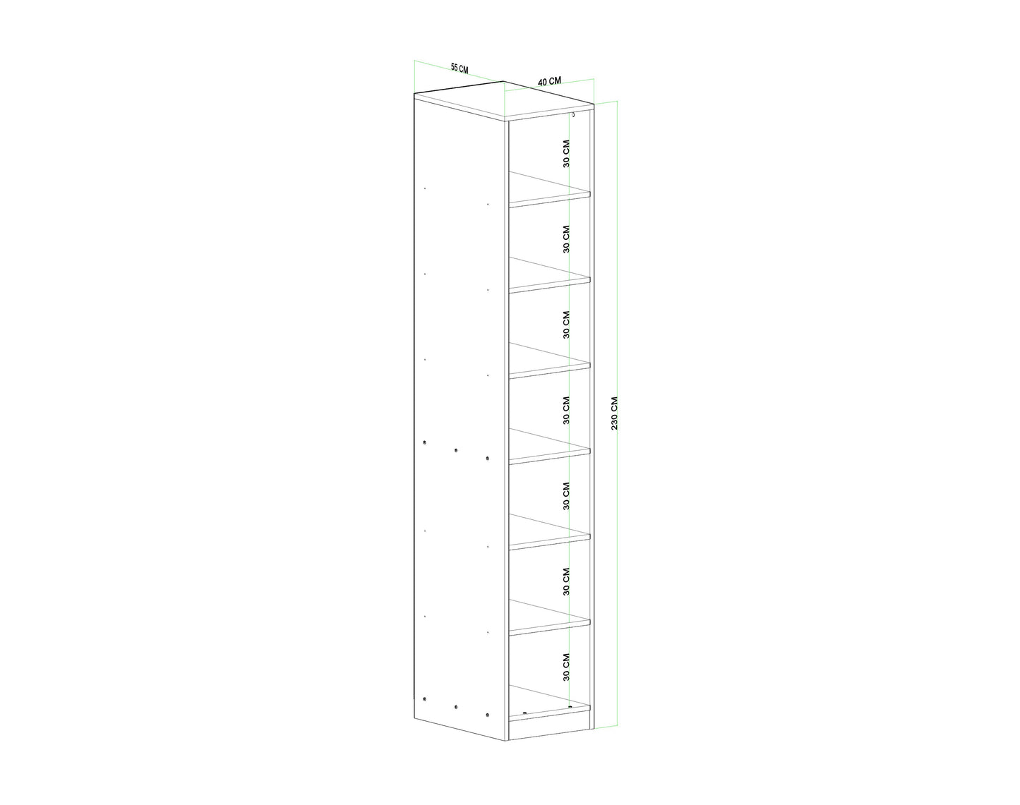 ארון לחדר ארונות רוחב 40 ס"מ דגם דניאל X40