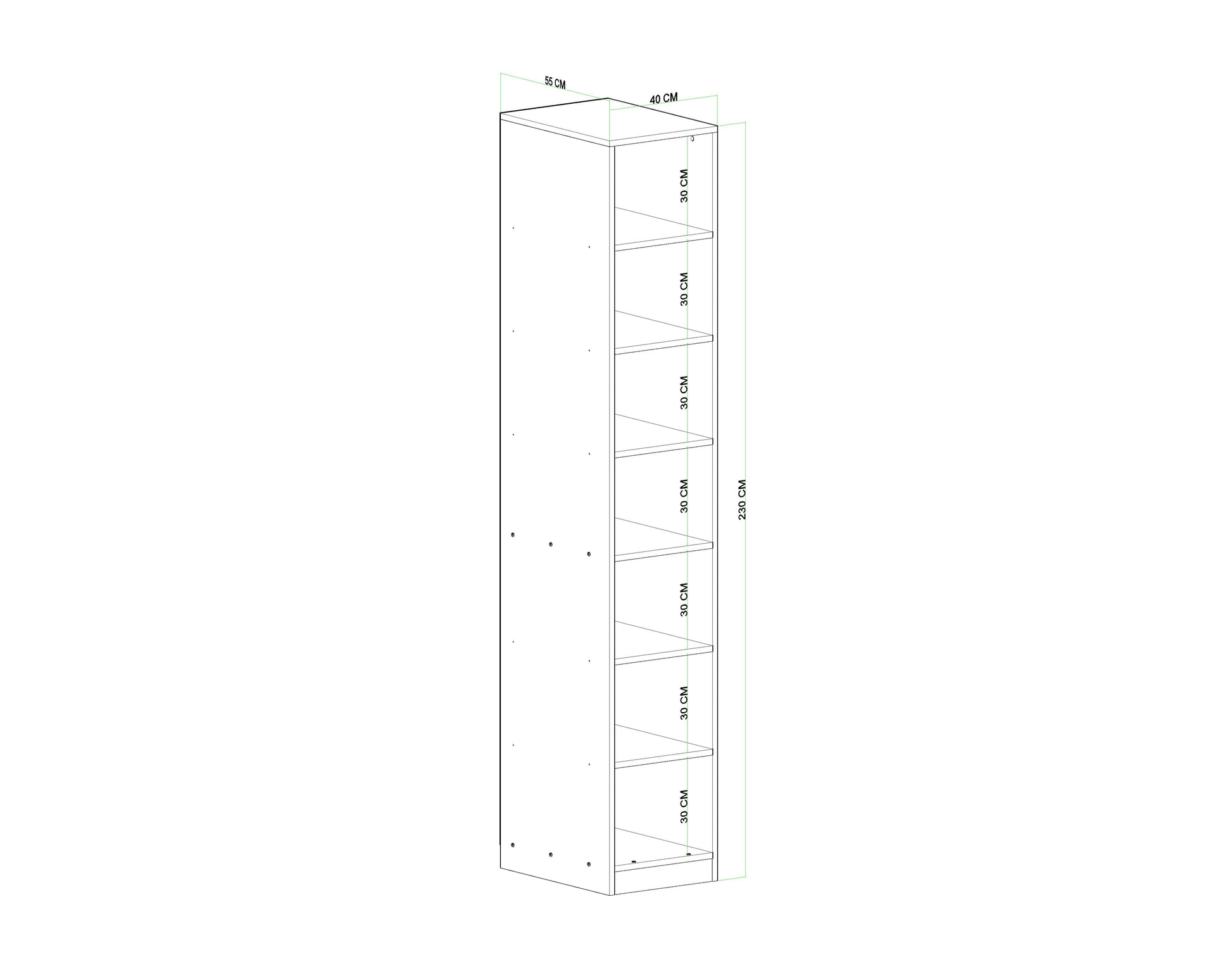 ארון לחדר ארונות רוחב 40 ס"מ דגם דניאל X40