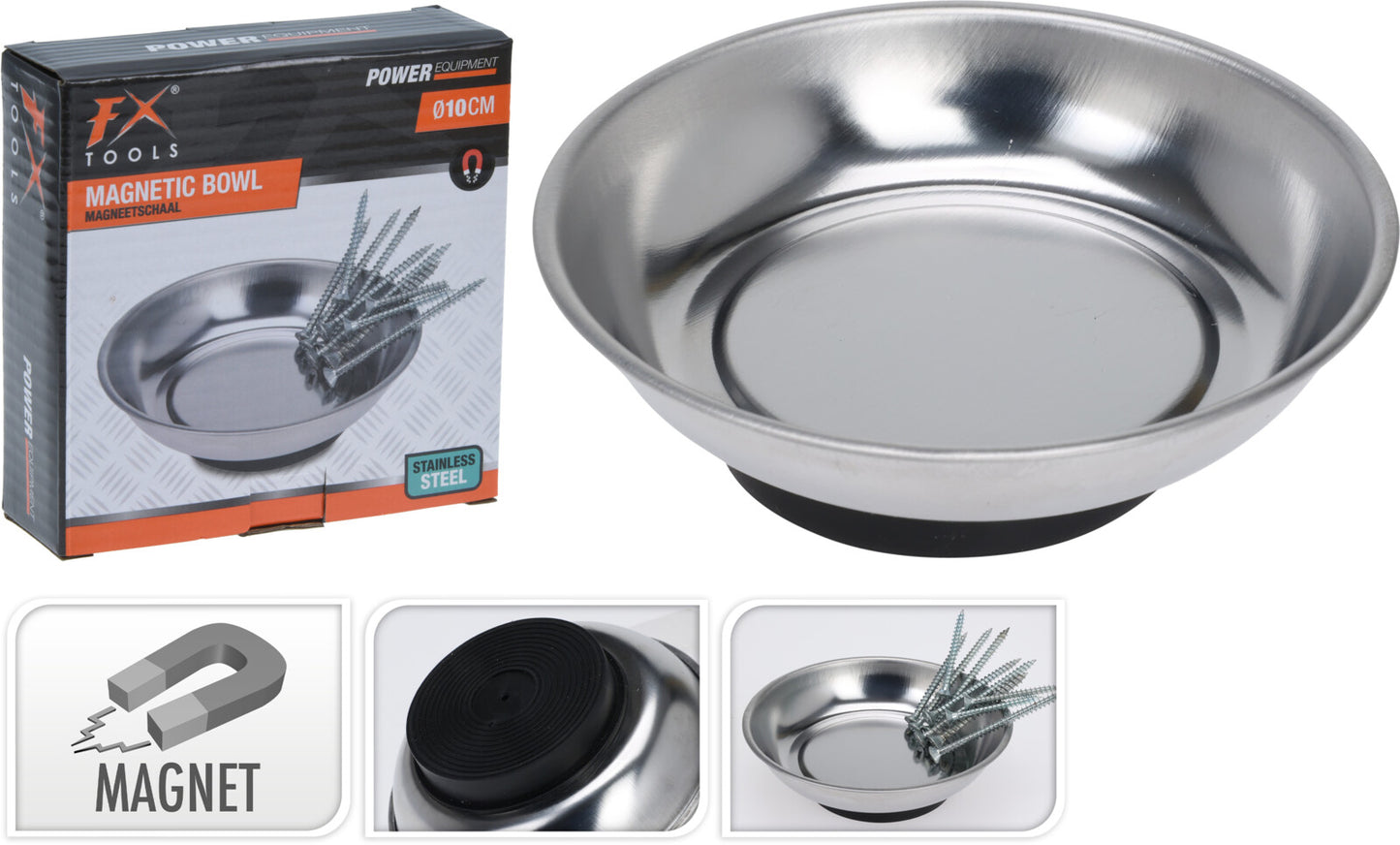 קערת ברגים נירוסטה מגנטית 105ממ