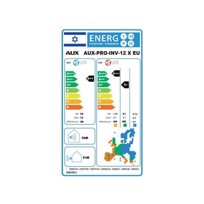 מזגן עילי דגם AUX PRO INV 12 X EU מבית טורנדו TORNADO- שבע שנות אחריות ע"י היבואן הרשמי