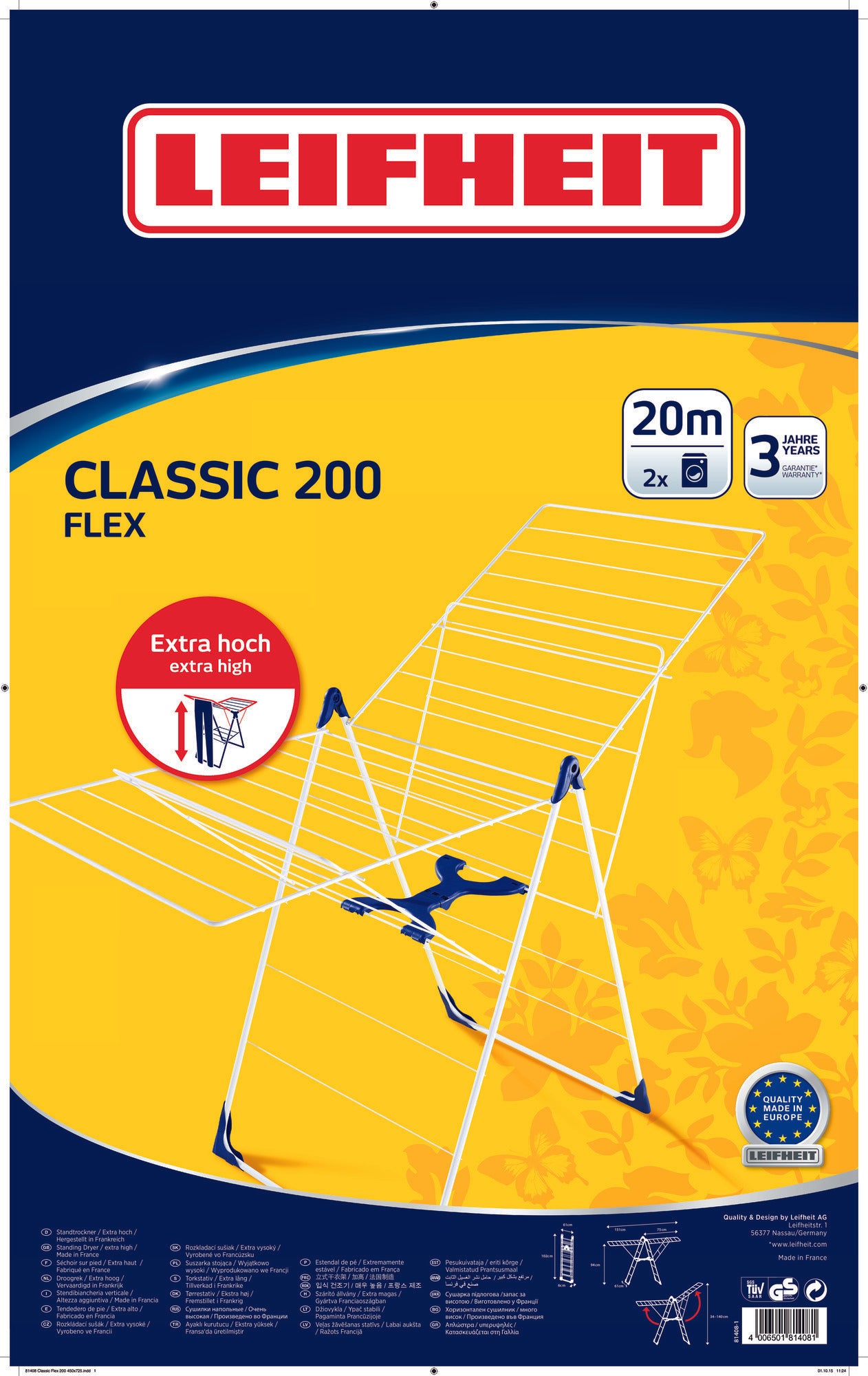 מייבש עומד  Classic 200 Flex LEIFHEIT