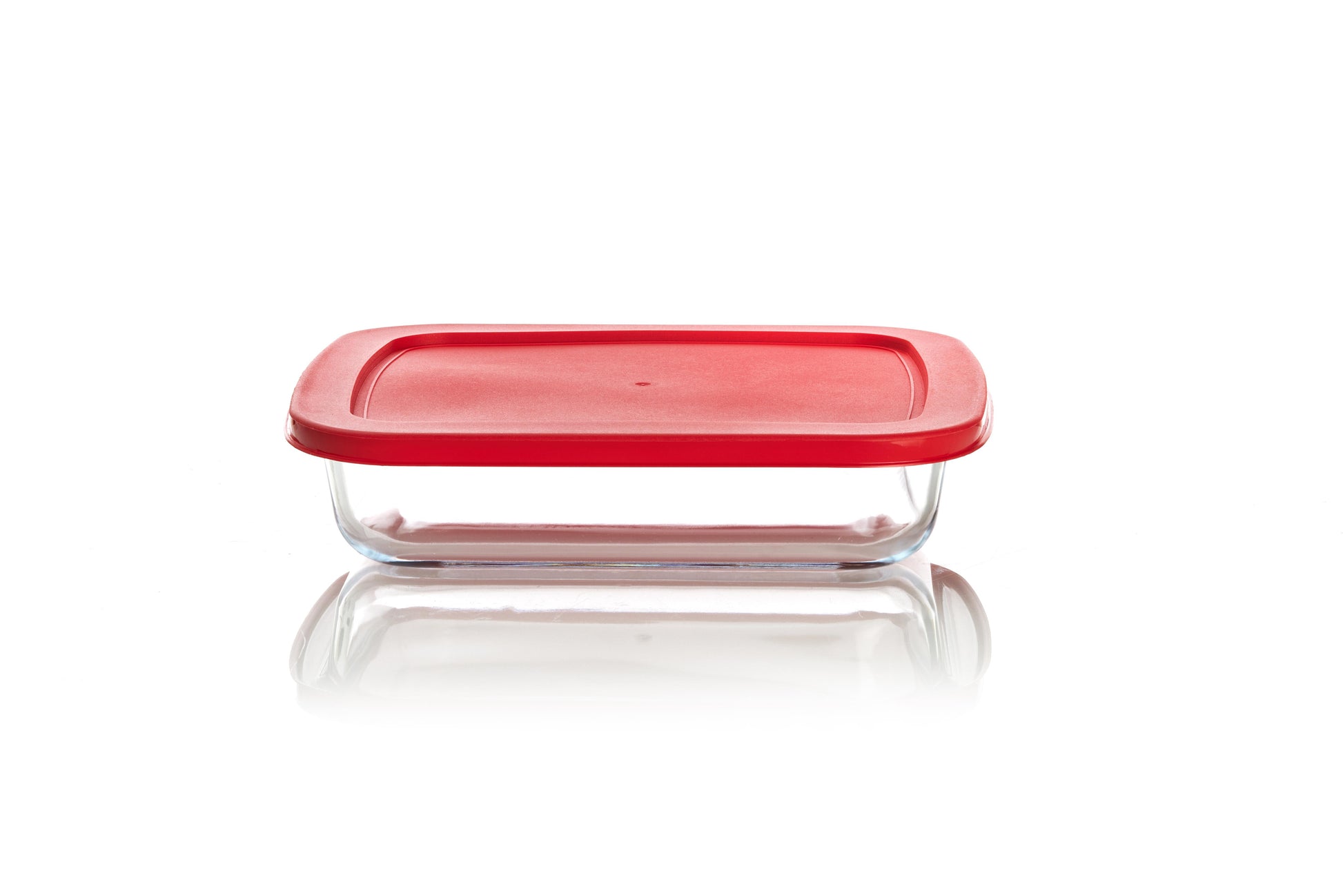 תבנית מרובעת עם מכסה אדום 1.8 ליטר זכוכית סולתם