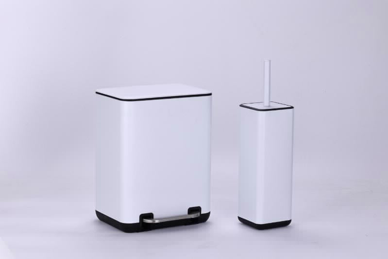 סט פח  7 ליטר ומברשת אסלה לבן LIBBI