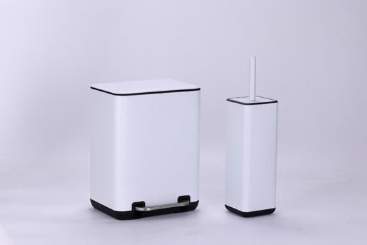 סט פח  7 ליטר ומברשת אסלה לבן LIBBI