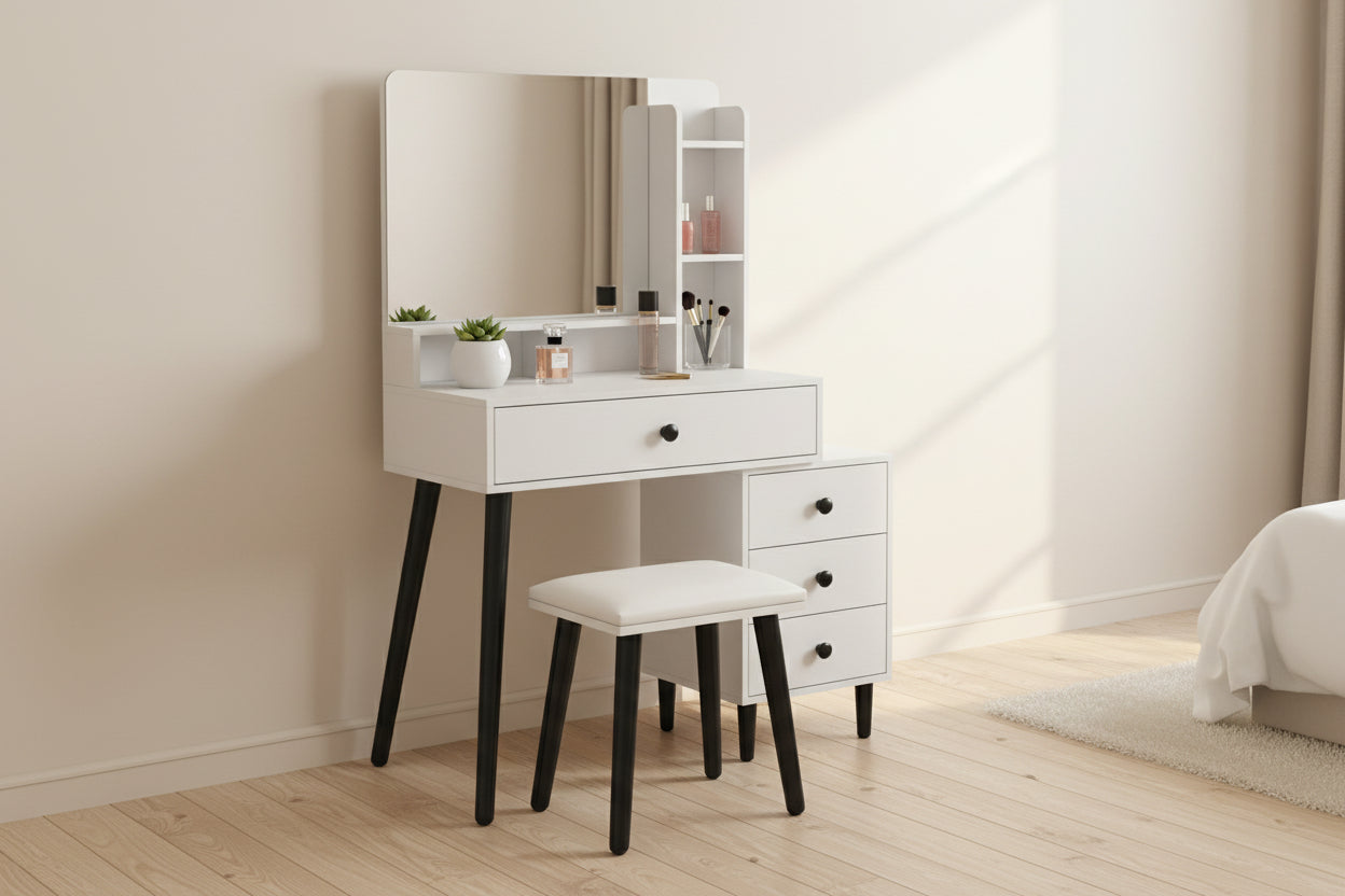 שולחן איפור מפואר כולל כסא מרופד דגם סביון