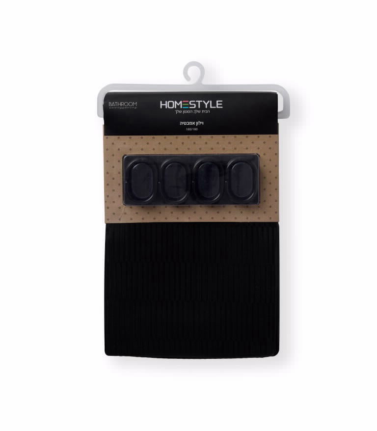 וילון אמבט 180*180 סמ גאקרד שחור