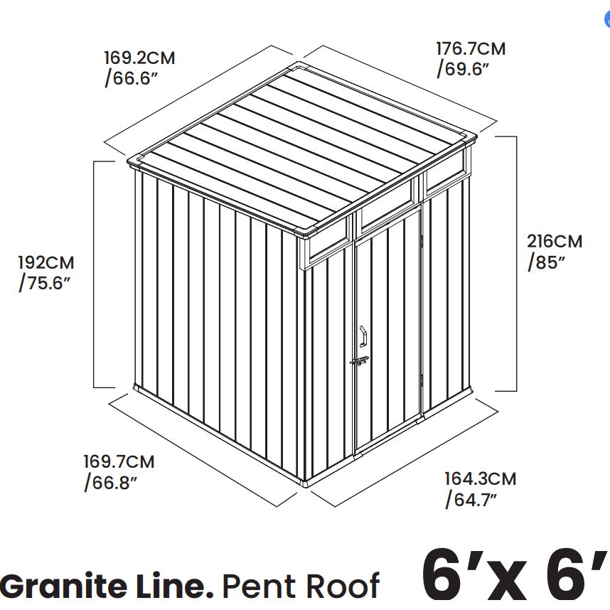 מחסן גינה 6*6 PENT ROOF