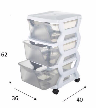 מגירון פלסטיק 3 קומות כסף