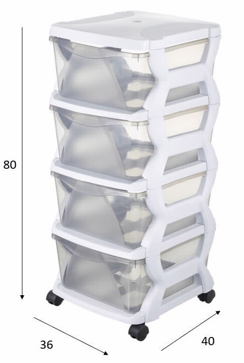 מגירון פלסטיק 4 קומות כסף