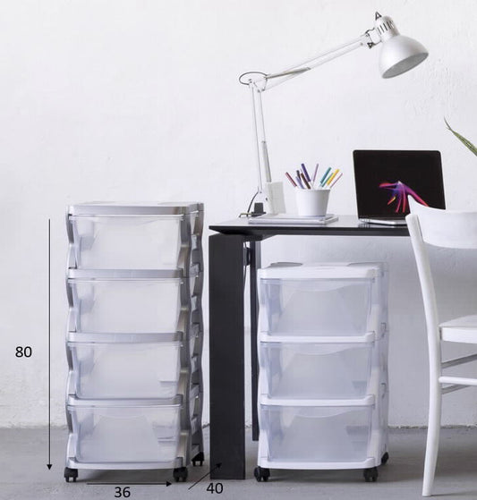 מגירון פלסטיק 4 קומות כסף