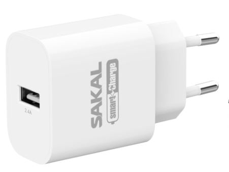 מטען קיר שקע טעינה מהירה USB 5v/2.4A בשקית תליה SAKAL