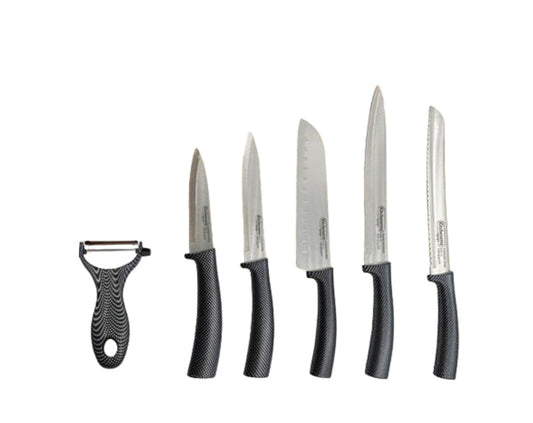 לקיטשן סט 6 חלקים סכינים וקולפן דגם קרבון MK01385C8 CARBON