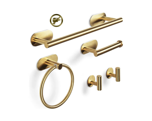 סט 5 יח מתלה מגבות מנירוסטה- זהב