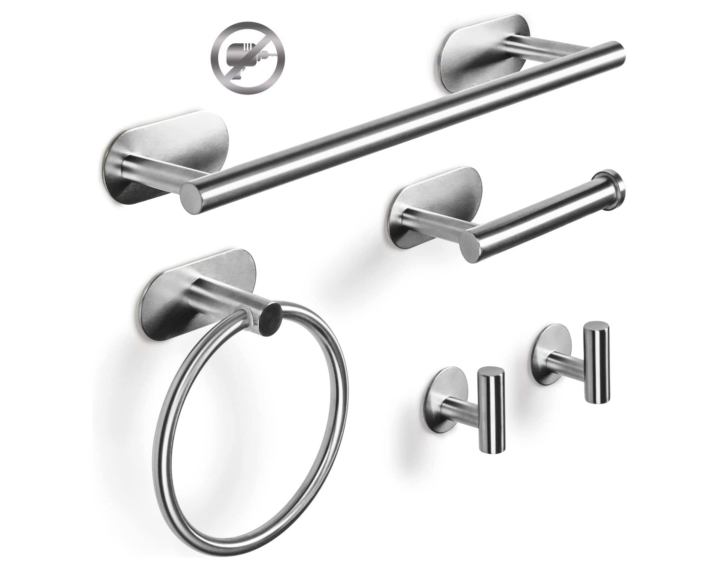 סט 5 יח מתלה מגבות מנירוסטה- כסוף