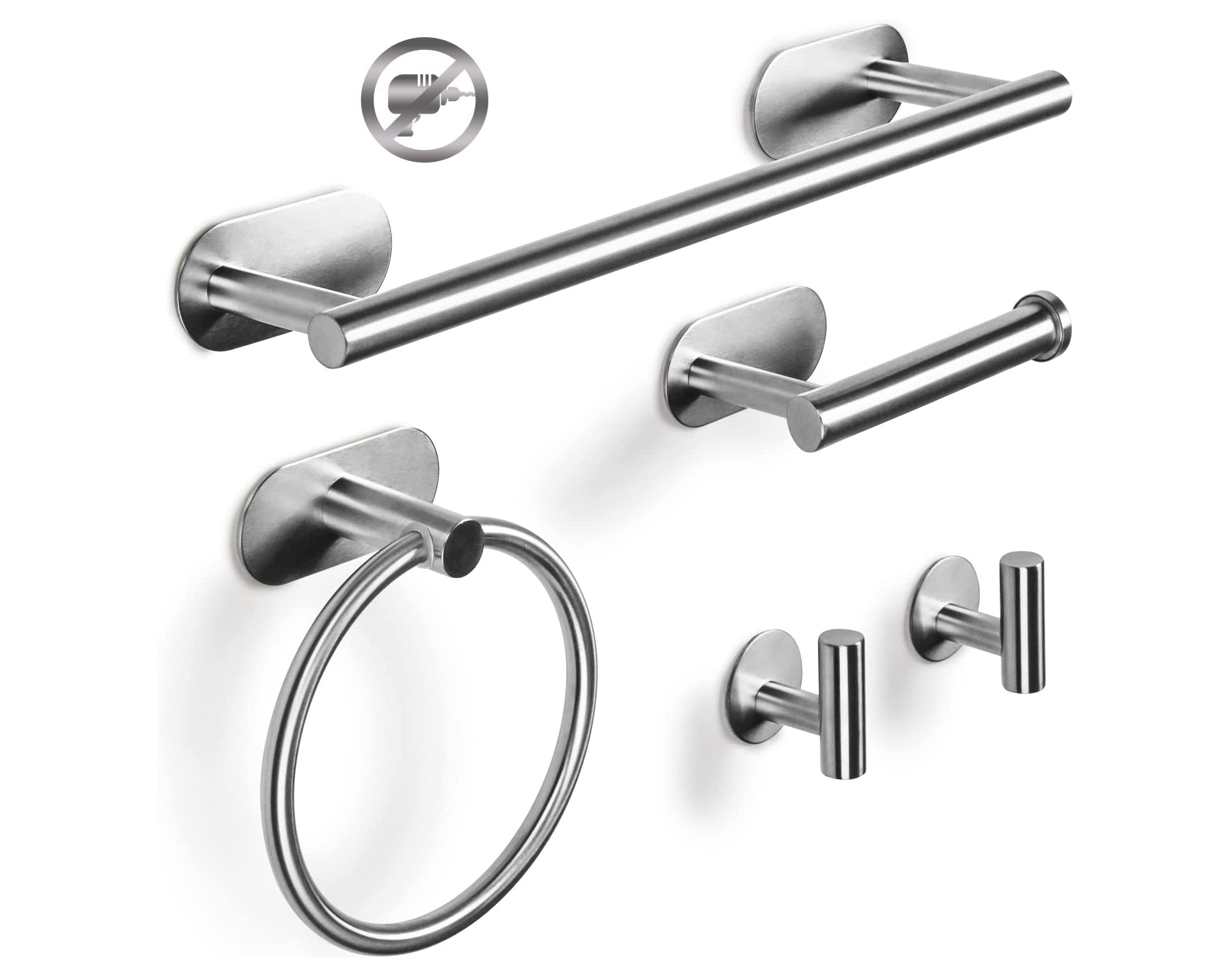 סט 5 יח מתלה מגבות מנירוסטה- כסוף