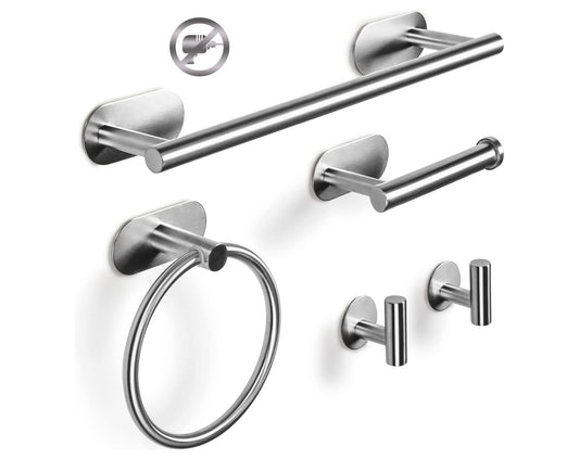 סט 5 יח מתלה מגבות מנירוסטה- כסוף