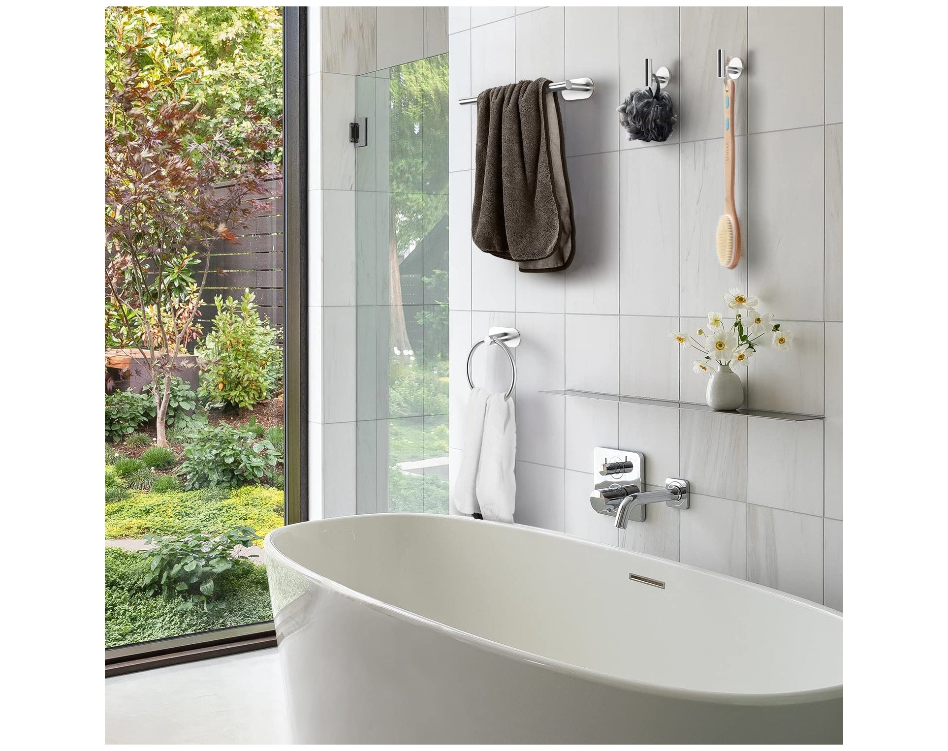 סט 5 יח מתלה מגבות מנירוסטה- כסוף