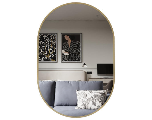 מראה אובלית לתלייה צבע רוז גולד