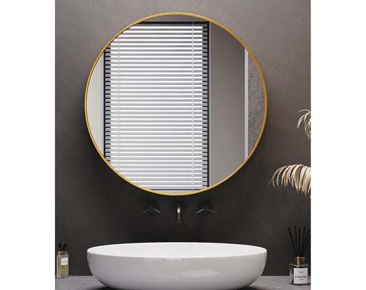 מראה עגולה קוטר 80 ס"מ צבע זהב