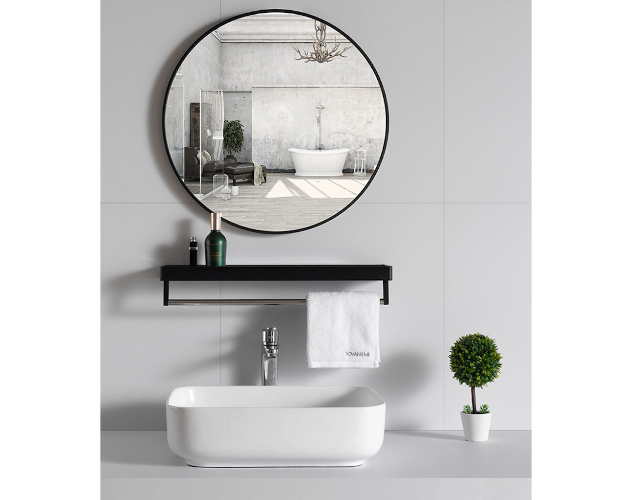 מראה עגולה קוטר 80 ס"מ צבע זהב