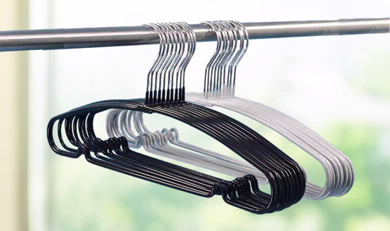 סט 6 קולבי מתכת 40 ס"מ אפור/לבן