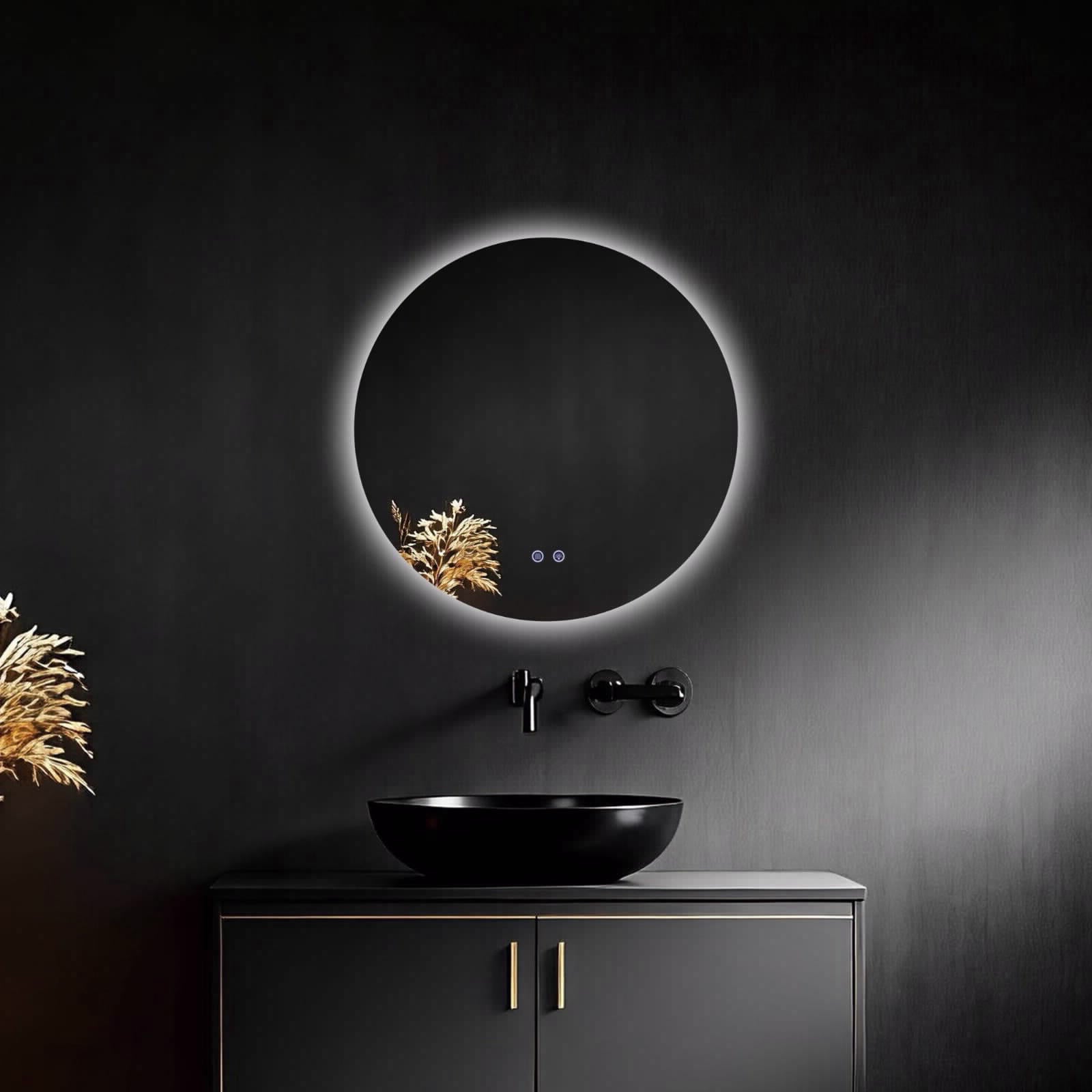 מראה עגולה 60 סמ עם תאורת לד ב 3 צבעים מפשיר אדים