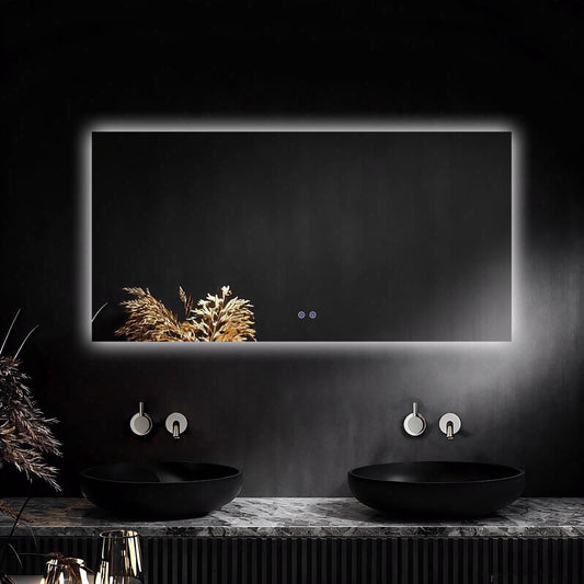 מראה מלבנית 120/60  עם תאורת לד 3 צבעים מפשיר אדים