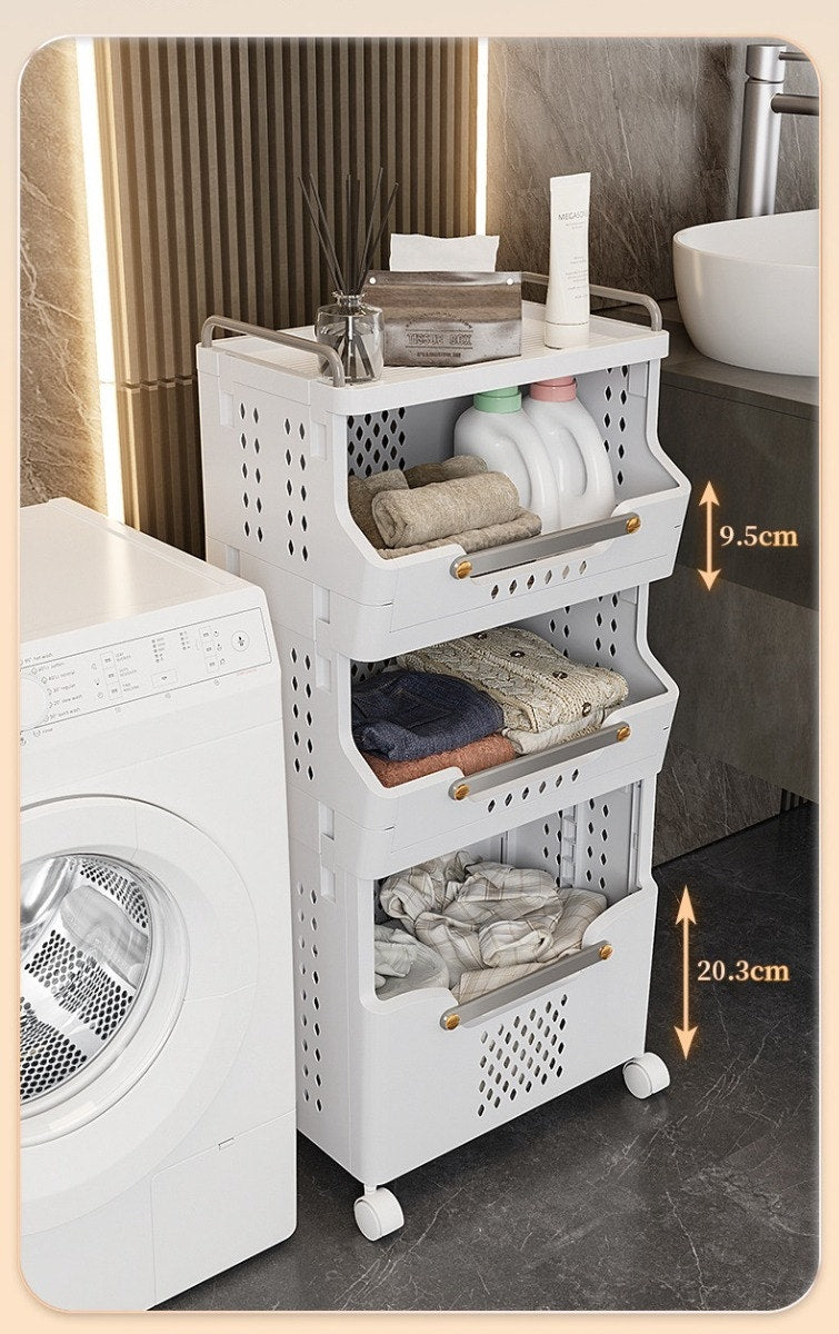 יחידת אחסון ניידת 4 מדפים לחדר שירות