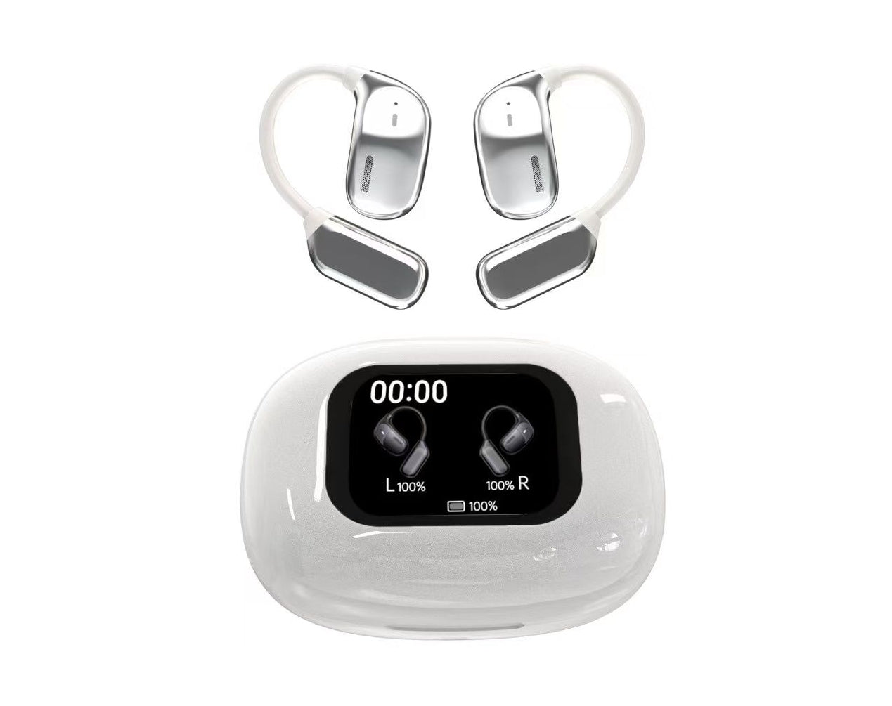 אוזניות תרגום Bluetooth עם טכנולוגיית AI – 144 שפות צבע לבן