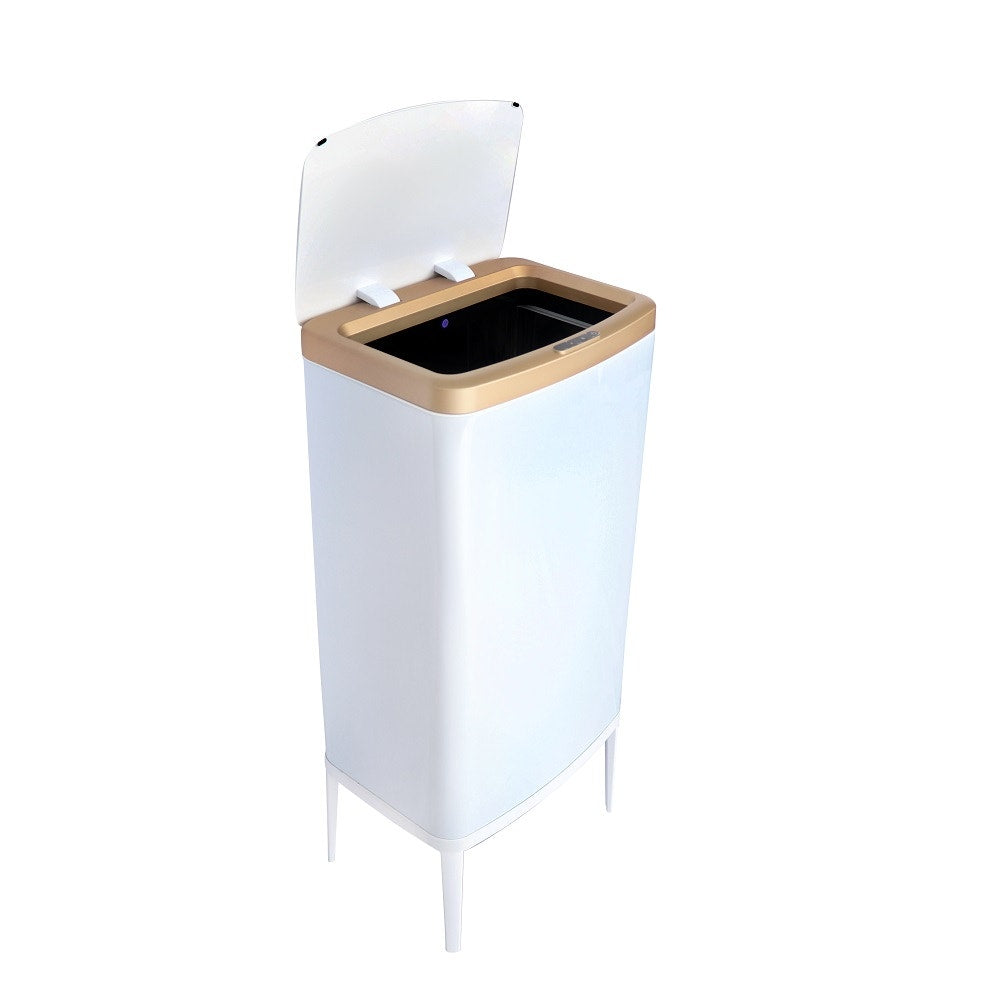 פח חכם נפח 60 ליטר עם רגליים צבע לבן בשילוב זהב