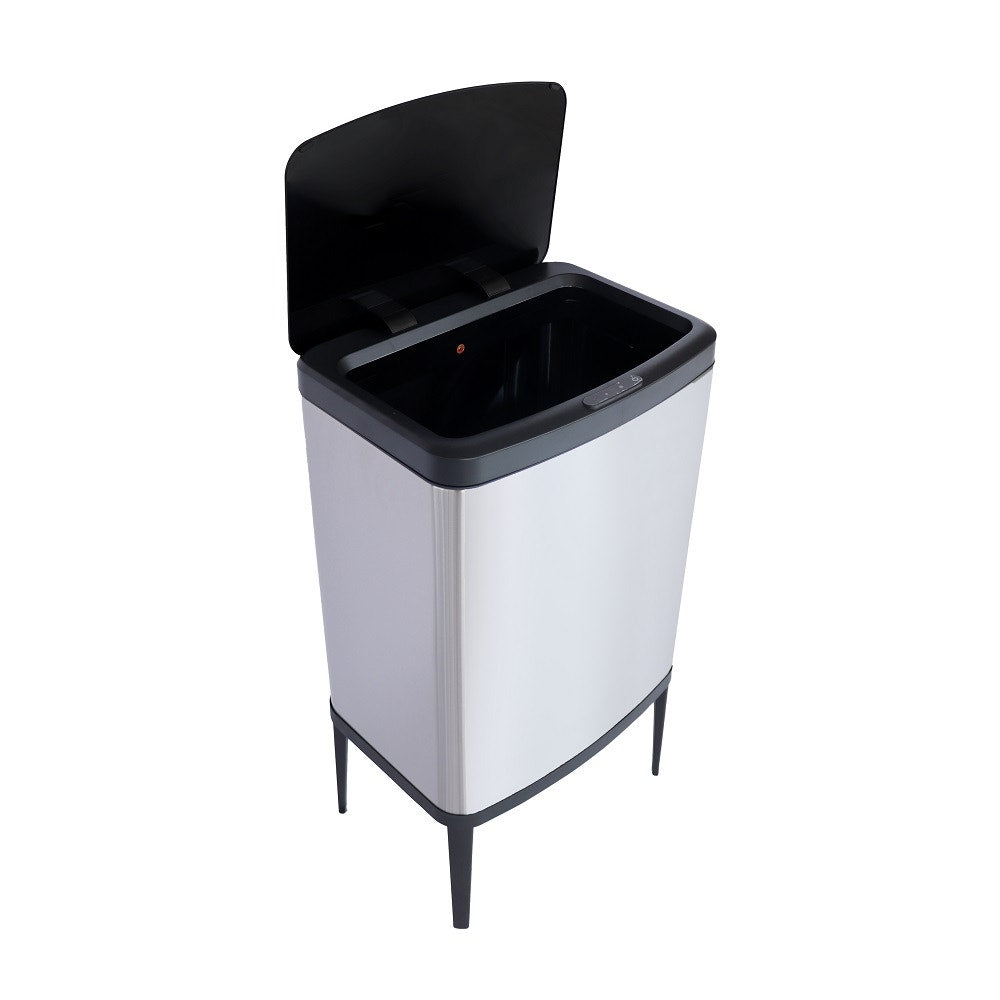 פח חכם נפח 40 ליטר עם רגליים צבע כסוף בשילוב שחור
