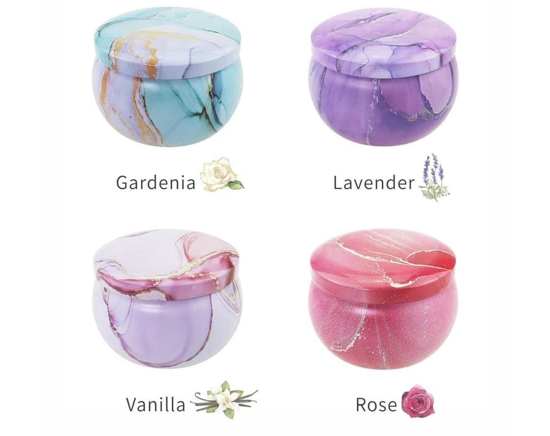 רביעיית נרות בניחוח... צבע רביעיית נרות בניחוח יסמין, ואדמונית, ורד וסחלב