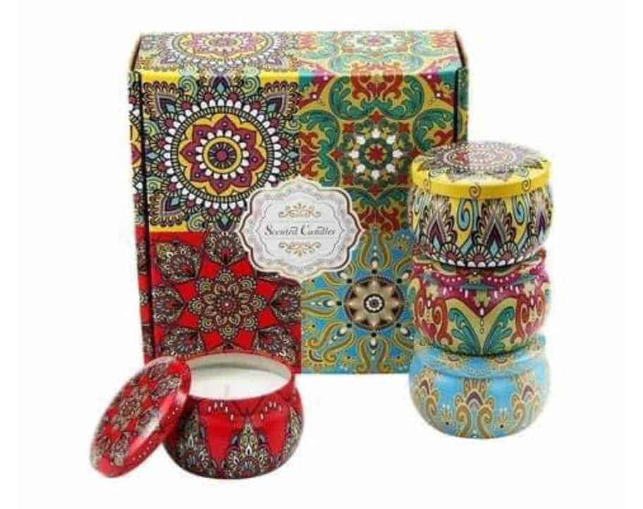 רביעיית נרות בניחוח... צבע רביעיית נרות בניחוח יסמין, ואדמונית, ורד וסחלב