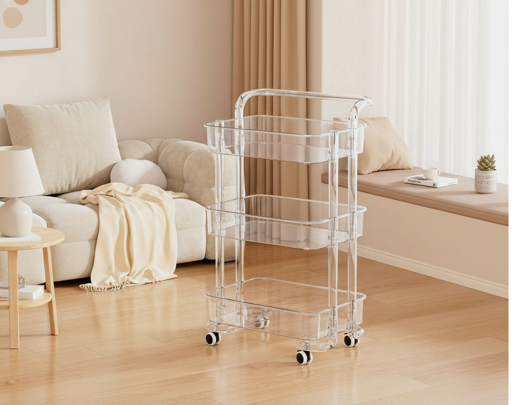 עגלת שירות אקריל 3 קומות  דגם "Pure"