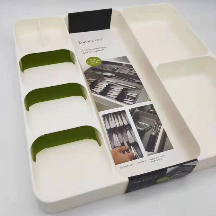 ארגונית סכו"ם גדולה מפלסטיק צבע שמנת \ לבן