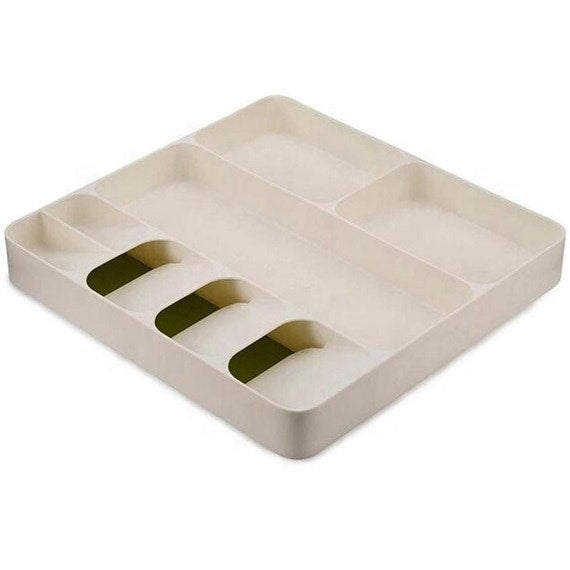 ארגונית סכו"ם גדולה מפלסטיק צבע שמנת \ לבן