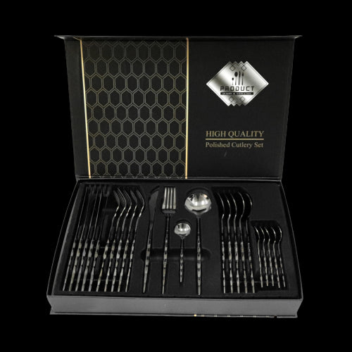 סט סכו"ם 24 חלקים  מהודר צבע שחור