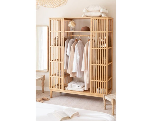 ארון בגדים פתוח עשוי במבוק - רחב