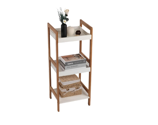 כוננית 3 מדפים מעץ צבע לבן