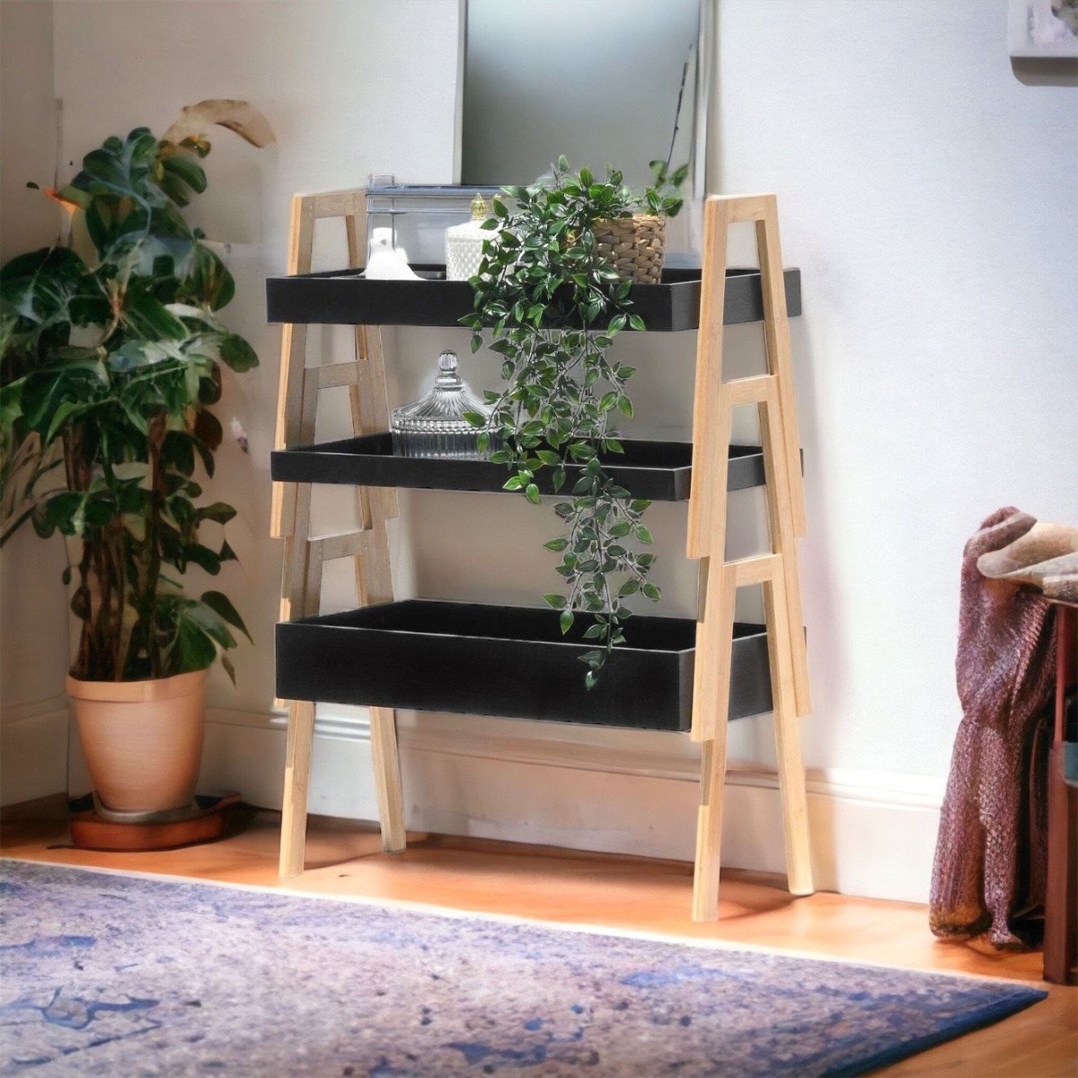 יחידת 3 מדפים מודולרית דקורטיבית גוון שחור