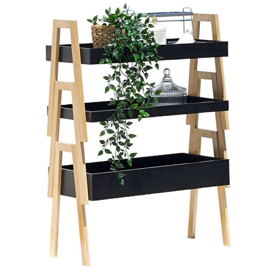 יחידת 3 מדפים מודולרית דקורטיבית גוון שחור