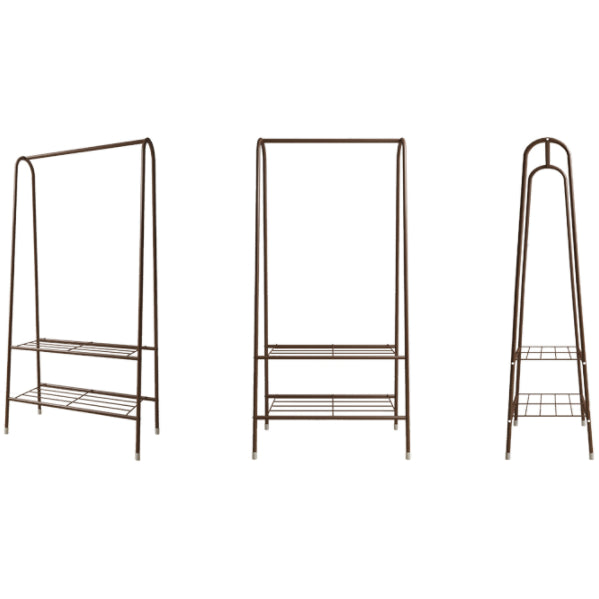 מתלה בגדים קלאסי עם 2 מדפי אחסון צבע שחור