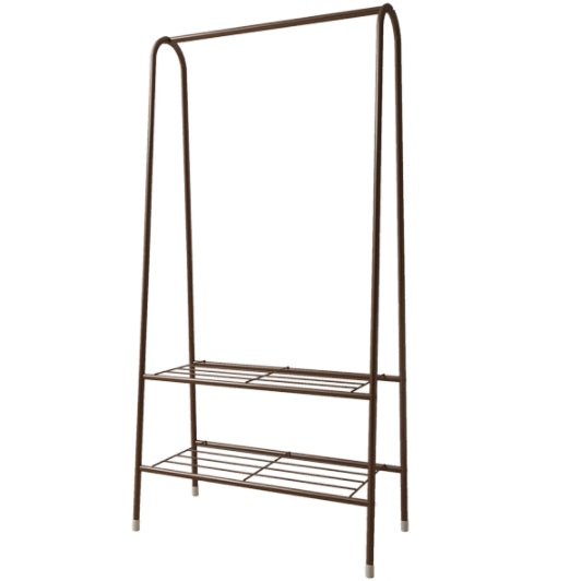 מתלה בגדים קלאסי עם 2 מדפי אחסון צבע שחור