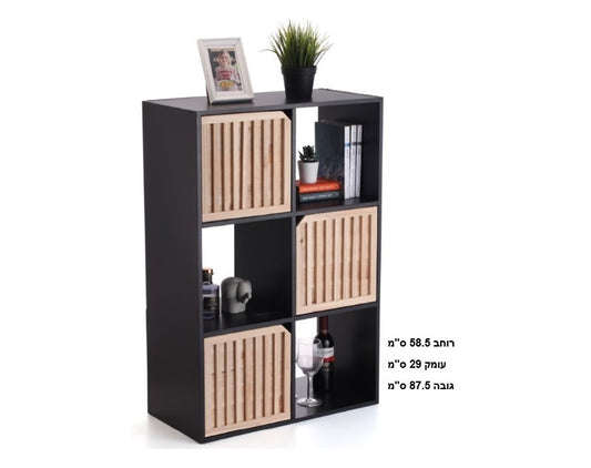 כוורת עץ 6 תאים+ דלתות-שחור