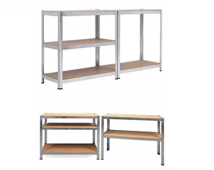 כוננית מדפים מודולרית ממתכת 5 מדפים כסוף