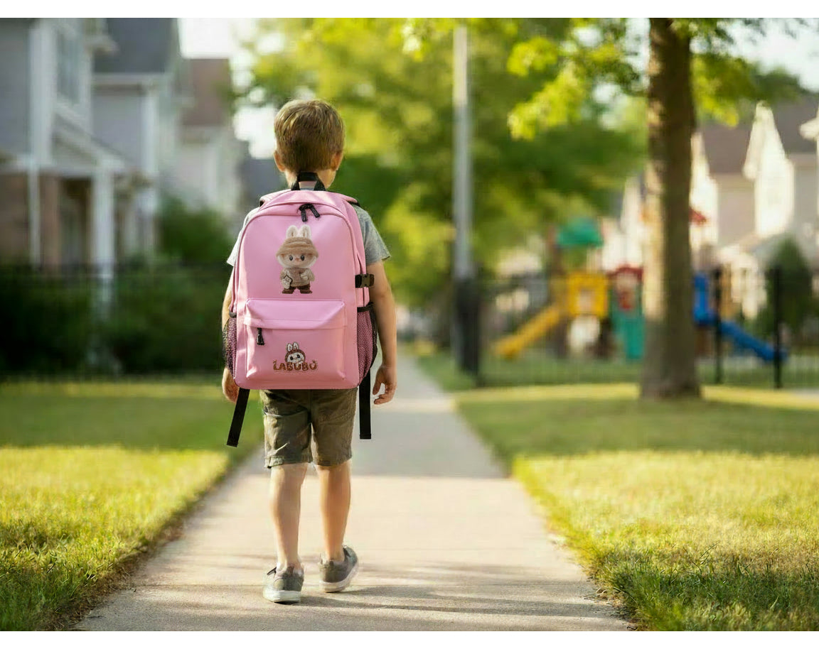 סט תיק גב לבובו צבע ורוד