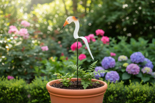 פלמינגו לבן-כחול על מקל 60 ס"מ