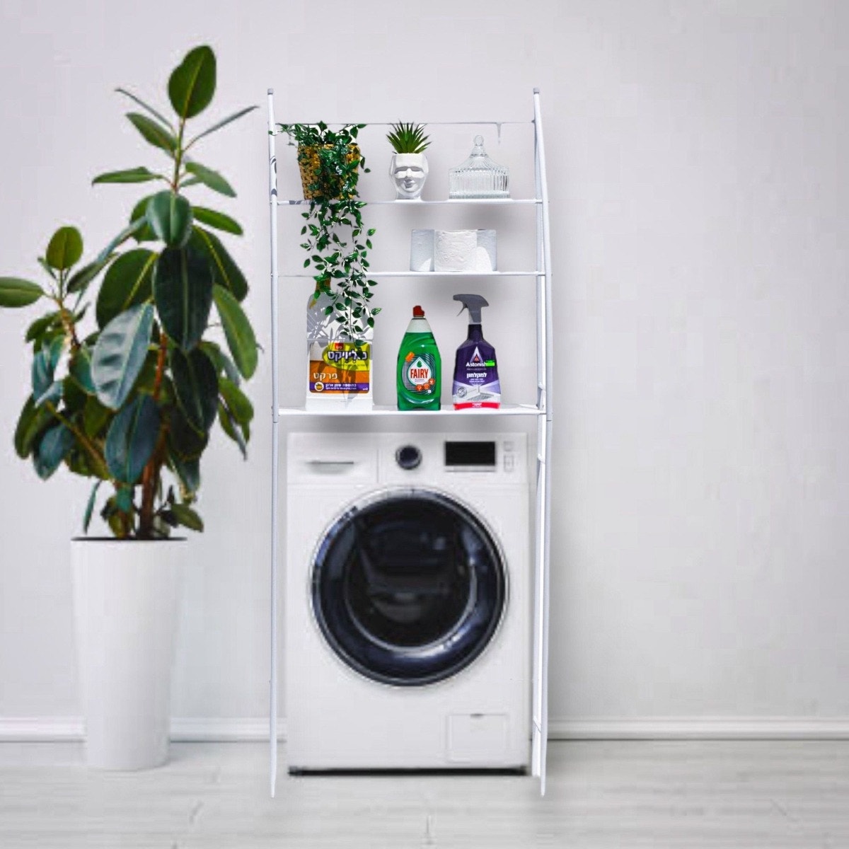 ארגונית 3 מדפים מעל מכונת הכביסה צבע לבן