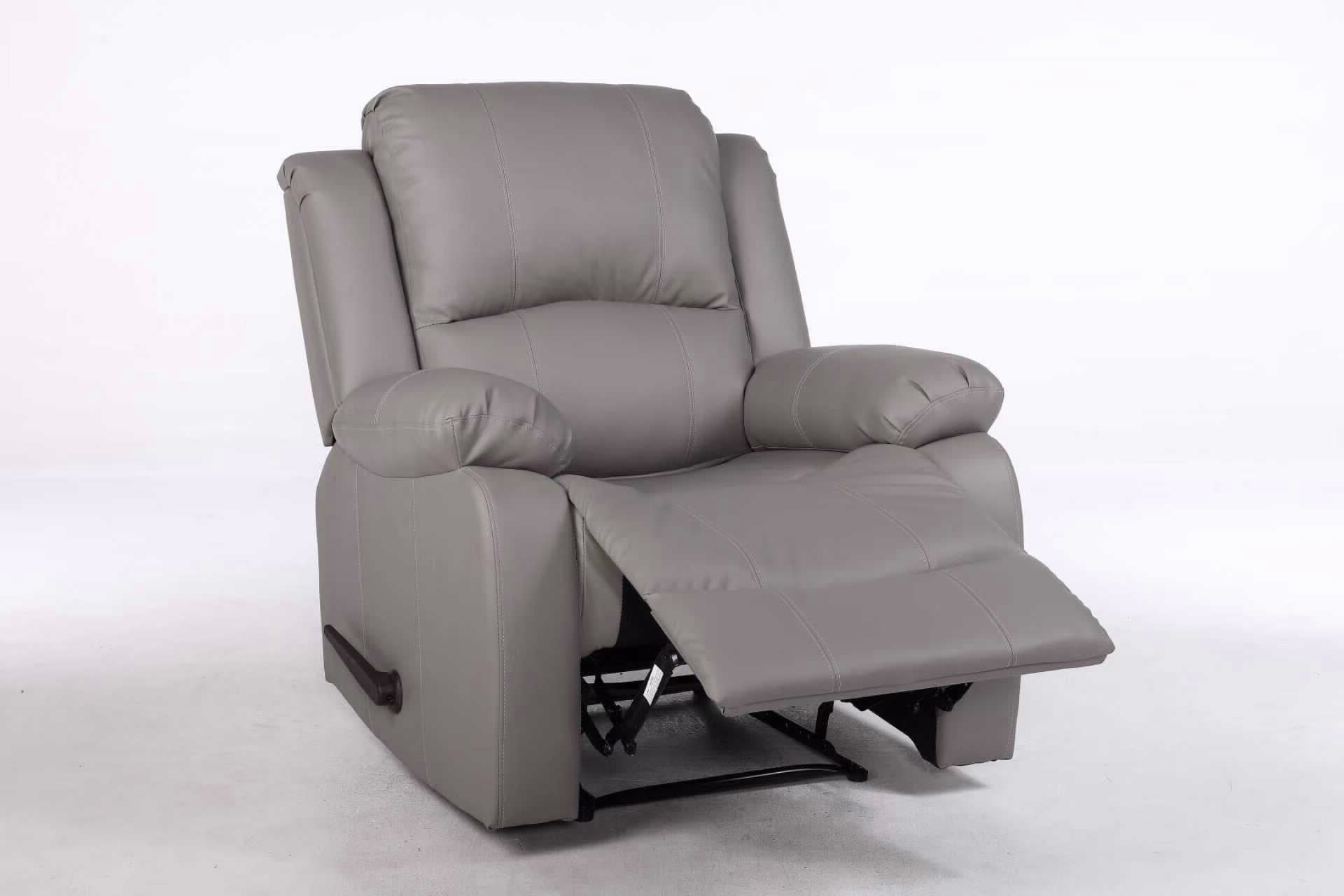 כורסת טלוויזיה מסאג PU דמוי עור אפור